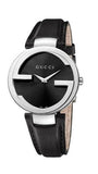 Gucci G Interlocking Black Dial Black Leather Strap Watch For Women - YA133501 Authentic Buy Shop Now