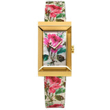 Gucci G-Frame Floral Mother of Pearl Dial White Leather Strap Watch For Women - YA147406 Authentic Buy Shop Now