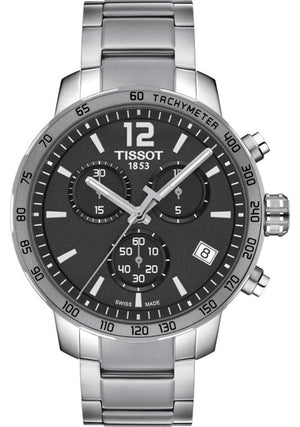 Tissot Quickster Chronograph Black Dial Silver Steel Strap Watch For Men - T095.417.11.067.00 Authentic Buy Shop Now