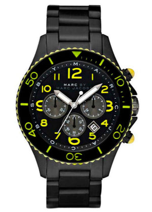 Marc Jacobs Rock Chronograph Black Dial Black Steel Strap Watch for Men - MBM5026 Authentic Buy Shop Now
