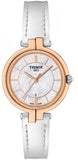 Tissot T Lady Flamingo Mother of Pearl White Dial White Leather Strap Watch For Women - T094.210.26.111.01 Authentic Buy Shop Now