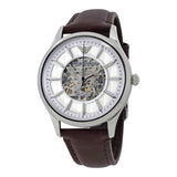 Emporio Armani Meccanico White Dial Brown Leather Strap Watch For Men - AR1946 Authentic Buy Shop Now