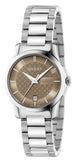 Gucci G Timeless Brown Dial Silver Steel Strap Watch For Women - YA126526 Authentic Buy Shop Now