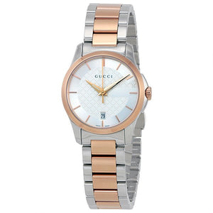 Gucci G Timeless Silver Dial Two Tone Steel Strap Watch For Women - YA126564 Authentic Buy Shop Now