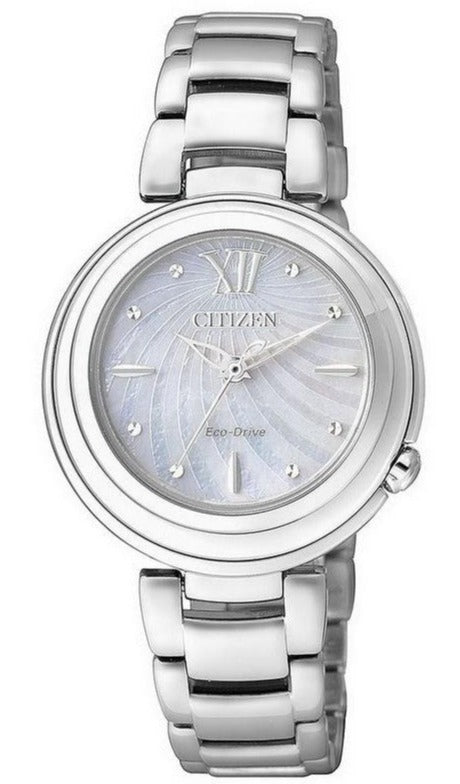 Citizen Eco Drive Silver Stainless Steel Strap Watch For Women - EM0331-52 Authentic Buy Shop Now