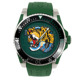 Gucci Dive Tiger Green Dial Green Rubber Strap Watch For Men - YA136316 Authentic Buy Shop Now