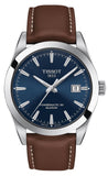 Tissot Gentleman Powermatic 80 Silicium Blue Dial Brown Leather Strap Watch For Men - T127.407.16.041.00 Authentic Buy Shop Now