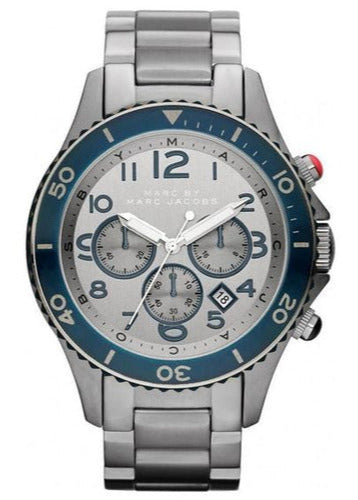 Marc Jacobs Rock Chronograph Silver Dial Silver Steel Strap Watch for Men - MBM5029 Authentic Buy Shop Now