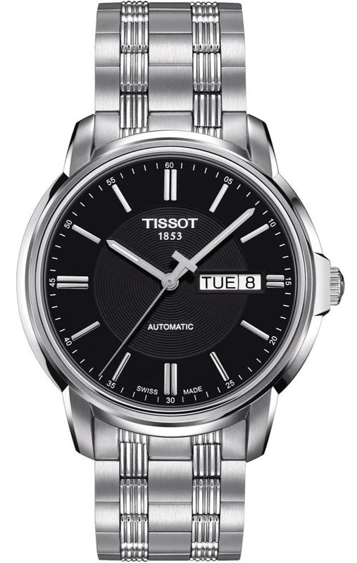 Tissot Automatics III Black Dial Silver Steel Strap Watch For Men - T065.430.11.051.00 Authentic Buy Shop Now
