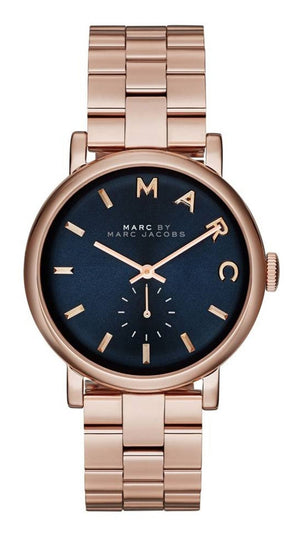 Marc Jacobs Baker Blue Dial Rose Gold Steel Strap Watch for Women - MBM3330 Authentic Buy Shop Now