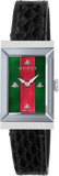 Gucci G-Frame Mother of Pearl Green & Red Dial Black Leather Strap Watch For Women - YA147403 Authentic Buy Shop Now