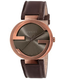 Gucci Interlocking Iconic Brown Dial Brown Leather Strap Watch For Women - YA133207 Authentic Buy Shop Now