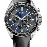 Hugo Boss Driver Sport Chronograph Blue Dial Black Leather Strap Watch for Men - 1513077 Authentic Buy Shop Now