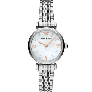 Emporio Armani Donna Mother of Pearl Dial Silver Steel Strap Watch For Women - AR11204 Authentic Buy Shop Now