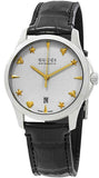 Gucci G Timeless Automatic Silver Dial Black Leather Strap Unisex Watch - YA126468 Authentic Buy Shop Now