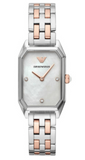 Emporio Armani Gianni T Bar Mother of Pearl Dial Two Tone Steel Strap Watch For Women - AR11146 Authentic Buy Shop Now