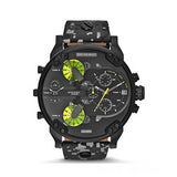 Diesel Big Daddy Chronograph Black Dial Black Leather Strap Watch For Men - DZ7311 Authentic Buy Shop Now