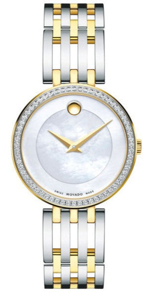 Movado Esperanza Mother of Pearl Dial Two Tone Steel Strap Watch For Women - 0607085 Authentic Buy Shop Now