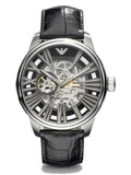 Emporio Armani Meccanico Automatic Black Dial Leather Strap Watch For Men - AR4629 Authentic Buy Shop Now