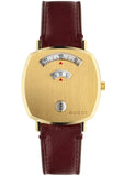 Gucci Grip Quartz Yellow Gold Dial Maroon Leather Strap Watch For Women - YA157405 Authentic Buy Shop Now