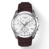 Tissot Couturier Chronograph White Dial Brown Leather Strap Watch For Men - T035.617.16.031.00 Authentic Buy Shop Now