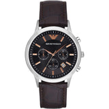 Emporio Armani Renato Chronograph Grey Dial Brown Leather Strap Watch For Men - AR2513 Authentic Buy Shop Now