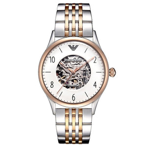 Emporio Armani Meccanico White Dial Two Tone Steel Strap Watch For Men - AR1921 Authentic Buy Shop Now