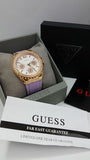 Guess Starlight Diamonds White Dial Purple Rubber Strap Watch for Women - W0846L6 Authentic Buy Shop Now