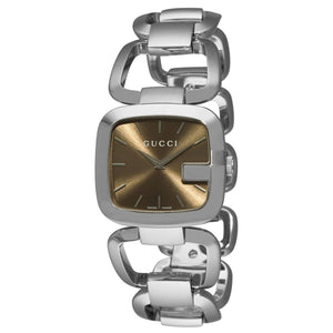 Gucci G Gucci Brown Dial Silver Steel Strap Watch For Women - YA125507 Authentic Buy Shop Now