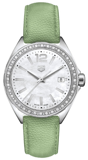 Tag Heuer Formula 1 Quartz Diamonds Mother of Pearl Dial Green Leather Strap Watch for Women - WBJ131A.FC8249 Authentic Buy Shop Now