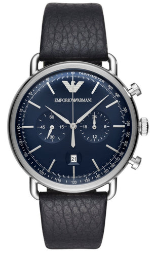 Emporio Armani Aviator Blue Dial Blue Leather Strap Watch For Men - AR11105 Authentic Buy Shop Now