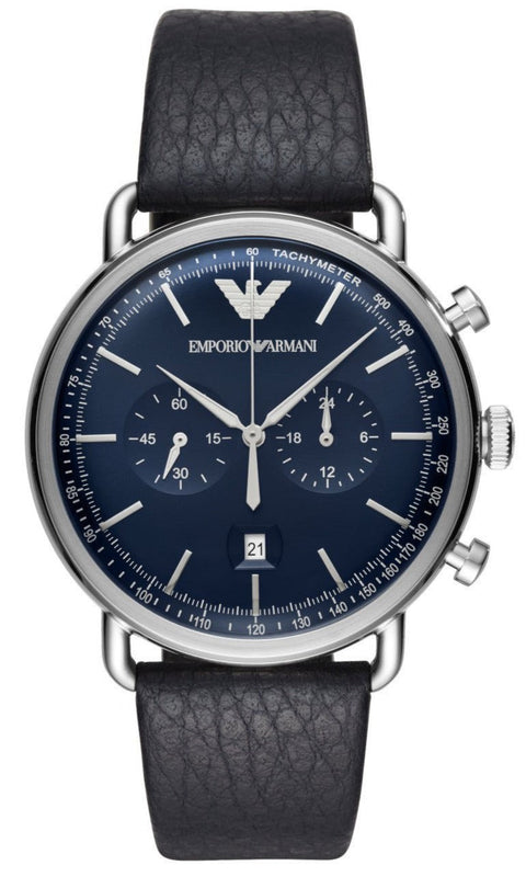 Emporio Armani Aviator Blue Dial Blue Leather Strap Watch For Men - AR11105 Authentic Buy Shop Now