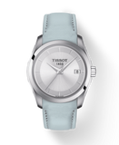 Tissot T Classic Couturier Silver Dial Light Blue Leather Strap Watch For Women - T035.210.16.031.02 Authentic Buy Shop Now