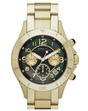 Marc Jacobs Rock Chronograph Black Dial Gold Steel Strap Watch for Women - MBM3253 Authentic Buy Shop Now