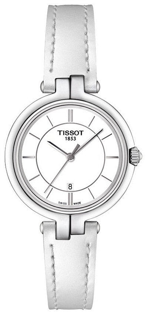 Tissot T Lady Flamingo White Dial White Leather Strap Watch For Women - T094.210.16.011.00 Authentic Buy Shop Now
