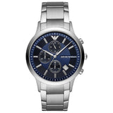 Emporio Armani Renato Chronograph Blue Dial Silver Steel Strap Watch For Men - AR11164 Authentic Buy Shop Now