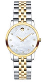 Movado Museum Classic Diamonds Mother of Pearl Dial Two Tone Steel Strap Watch For Women - 0606613 Authentic Buy Shop Now