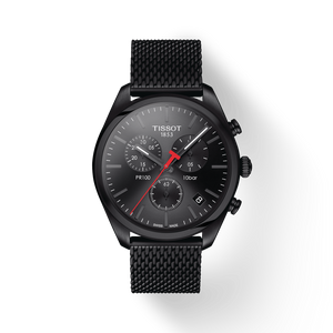 Tissot T Classic PR 100 Chronograph Black Dial Black Mesh Bracelet Watch For Men - T101.417.33.051.00 Authentic Buy Shop Now