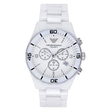 Emporio Armani Ceramic Chronograph White Dial White Ceramic Strap Watch For Men - AR1424 Authentic Buy Shop Now