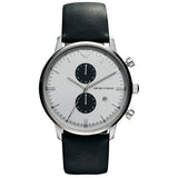 Emporio Armani Gianni White Dial Black Leather Strap Watch For Men - AR0385 Authentic Buy Shop Now