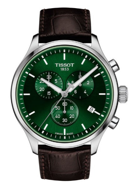 Tissot Chrono XL Chronograph Classic Green Dial Brown Leather Strap Watch For Men - T116.617.16.091.00 Authentic Buy Shop Now