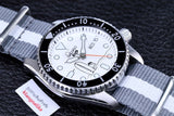 Seiko 5 Sports x Peanuts Surfboard Snoopy Limited Edition White Dial Two Tone NATO Strap Watch For Men - SRPK25K1 Authentic Buy Shop Now