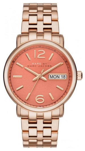 Marc Jacobs Fergus Orange Dial Rose Gold Steel Strap Watch for Women - MBM8648 Authentic Buy Shop Now