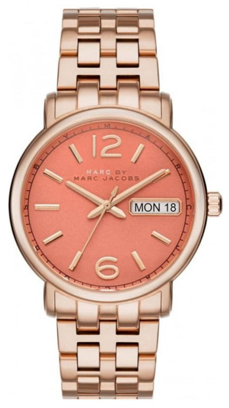 Marc Jacobs Fergus Orange Dial Rose Gold Steel Strap Watch for Women - MBM8648 Authentic Buy Shop Now