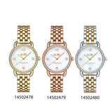 Coach Delancey Mother of Pearl Dial Gold Steel Strap Watch for Women - 14502478 Authentic Buy Shop Now
