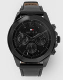 Tommy Hilfiger Lars Chronograph Black Dial Black Leather Strap Watch For Men - 1792062 Authentic Buy Shop Now