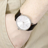 Calvin Klein Post Minimal Silver Dial Black Leather Strap Watch for Men - K7621192 Authentic Buy Shop Now