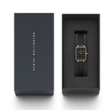 Daniel Wellington Quadro Pressed Ashfield Black Dial Black Mesh Strap Watch for Women - DW00100467 Authentic Buy Shop Now