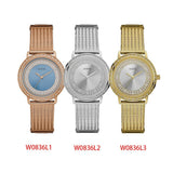 Guess Willow Two Tine Dial Gold Mesh Bracelet Watch For Women - W0836L3 Authentic Buy Shop Now