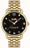 Coach Delancey Black Dial Gold Stainless Steel Strap Watch For Women - 14502813 Authentic Buy Shop Now